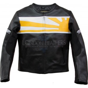 Nexx Unlimited Black & Yellow Motorcycle Leather Jacket 